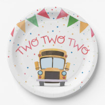 Verjaardagsbord van papier voor schoolbus twee twe