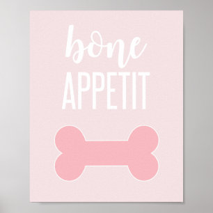 Verjaardagsbord voor puppy's Bone Appetite roze Poster