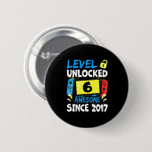 Verjaardagsboy Niveau 6 Vrijgespeeld Geweldig 2017 Ronde Button 5,7 Cm (Voorkant /achterkant)