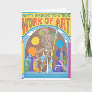 Verjaardagsbriefkaart met letterpers Kunstwerk Kaart