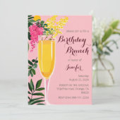 Verjaardagsbrunch mimosa waterverf Uitnodiging (Staand voorkant)