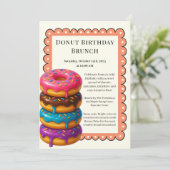 Verjaardagsbrunch | Pannenkoeken en donuts Kaart (Staand voorkant)