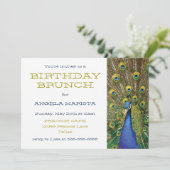 Verjaardagsbrunch voor pauwenfeest kaart (Staand voorkant)