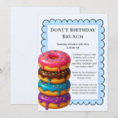 Verjaardagsbrunchfeest | Pannenkoeken & Donuts  Kaart (Voorkant / Achterkant)