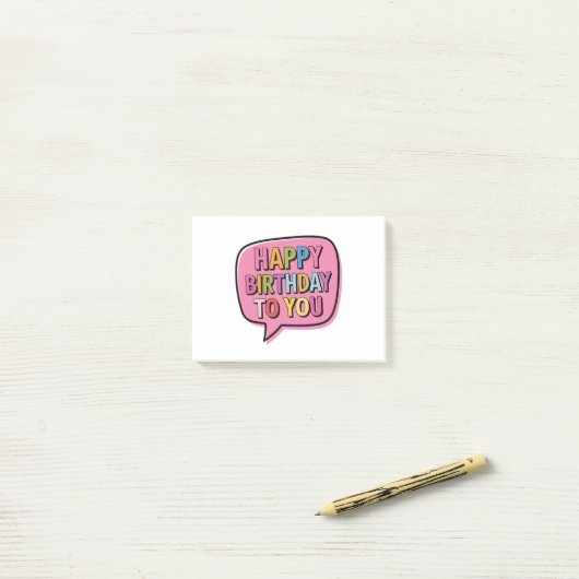 Verjaardagsbubbel Post-it® Notes (Op bureau)