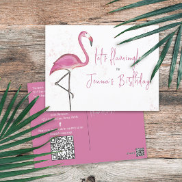 Verjaardagsbudget Waterverf Roze Flamingo Eenvoudi Briefkaart