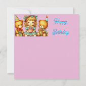 VERJAARDAGSCAART TEDDYBEERTJES ~ jong kind ~ Roze  (Achterkant)