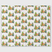 Verjaardagscacti met feestje Confetti Cadeaupapier (Vlak)