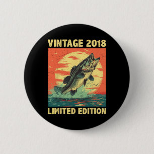 Verjaardagscadeau 2018 Vissen Visser Geboren In Ronde Button 5,7 Cm