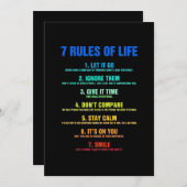 Verjaardagscadeau 7 regels van het leven kaart (Voorkant / Achterkant)