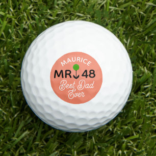 Verjaardagscadeau "Beste papa ooit" Zalm Kleur Golfballen