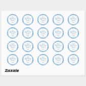 Verjaardagscadeau Blauwe Gingham Typografie Ronde Sticker (Vel)