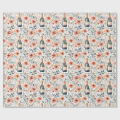 verjaardagscadeau | Bloemen met champagnefles Cadeaupapier (Vlak)