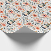 verjaardagscadeau | Bloemen met champagnefles Cadeaupapier (Hoek)