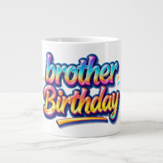 Verjaardagscadeau broer Kleurrijke regenboogtekst Grote Koffiekop