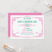 Verjaardagscadeau certificaat kaart (Voorkant / Achterkant in situ)