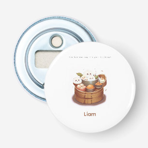 Verjaardagscadeau, dim sum één zegt dat het je ver button flesopener