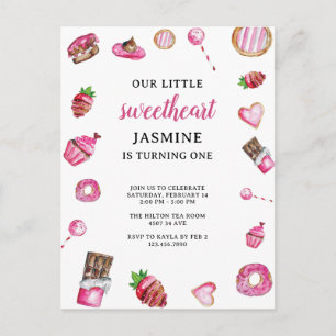 Verjaardagscadeau Eerste Verjaardag Roze Aquarel L Briefkaart