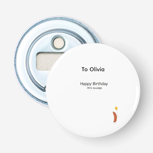 Verjaardagscadeau, gefeliciteerd verjaardags klein button flesopener (Voorkant)