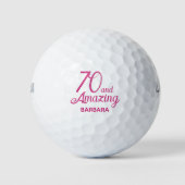 Verjaardagscadeau golfballen 70 en amazing roze (Voorkant)