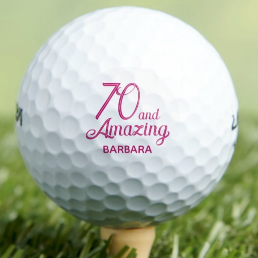 Verjaardagscadeau golfballen 70 en amazing roze