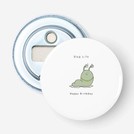Verjaardagscadeau, grappige flesopener, slakkenlev button flesopener (Voorkant)