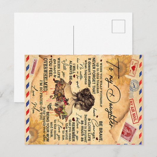 Verjaardagscadeau-idee voor mijn dochter vlinders briefkaart (Voorkant / Achterkant)