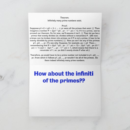 Verjaardagscadeau - Infinity of Primes Kaart (Binnen)