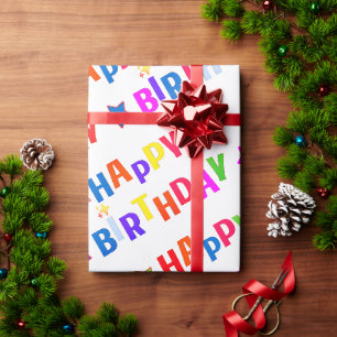 VERJAARDAGSCADEAU Inpakpapier, LEUK, KLEURRIJK, JA Cadeaupapier