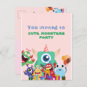 VERJAARDAGSCADEAU KINDEREN FEESTJE MONSTERS Aansic Briefkaart (Voorkant / Achterkant)