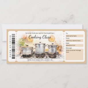 Verjaardagscadeau kookles cadeaubewijs sjabloon kaart