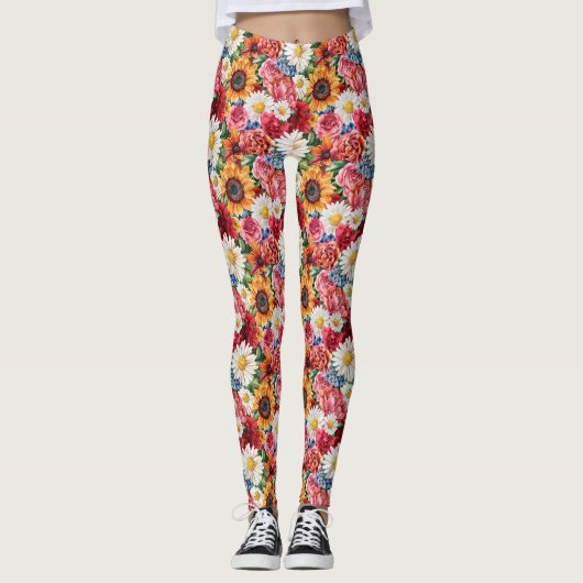 Verjaardagscadeau | Levendig bloemstuk Leggings (Voorkant)