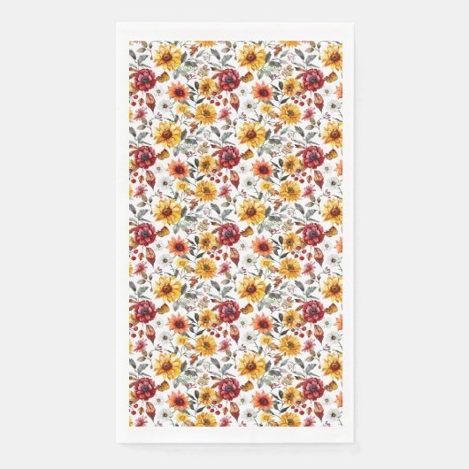 verjaardagscadeau | Levendige bloemen in Waterverf Servet (Voorkant)