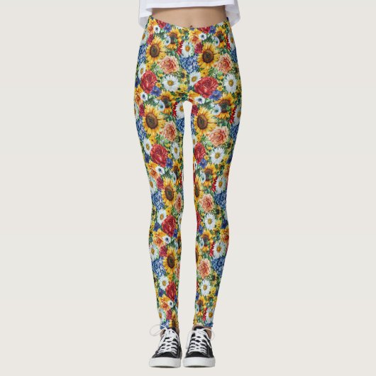 Verjaardagscadeau | Levendige bloemschikking Leggings (Voorkant)