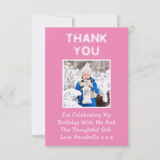 Verjaardagscadeau Roze Dank u kaart (Voorkant)