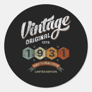 Verjaardagscadeau van 1931, gerijpt tot in de perf ronde sticker