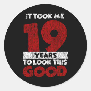 Verjaardagscadeau van 19 jaar oud leuk 19e verjaar ronde sticker