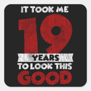 Verjaardagscadeau van 19 jaar oud leuk 19e verjaar vierkante sticker