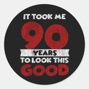 Verjaardagscadeau van 90 jaar oud leuke 90ste verj ronde sticker