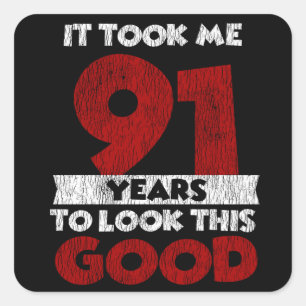 Verjaardagscadeau van 91 jaar oud leuke 91e verjaa vierkante sticker