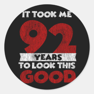 Verjaardagscadeau van 92 jaar oud Funny 92ste verj Ronde Sticker