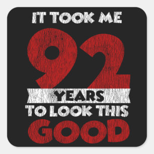 Verjaardagscadeau van 92 jaar oud leuke 92e verjaa vierkante sticker
