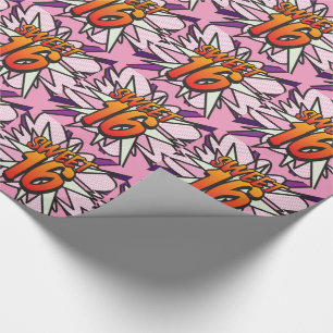 VERJAARDAGSCADEAU VERPAKKING ROZE SWEET 16 CADEAUPAPIER