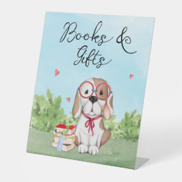 Verjaardagscadeau voor baby met sprookjesboek reclamebord met voetstuk