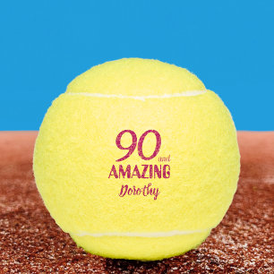 Verjaardagscadeau voor haar Roze 90 Jaar Aangepast Tennisballen