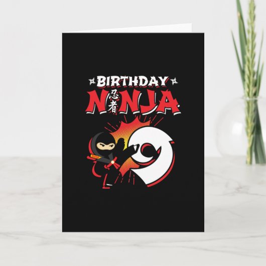 Verjaardagscadeau voor kids ninja feestje - 9 jaar kaart (Voorkant)