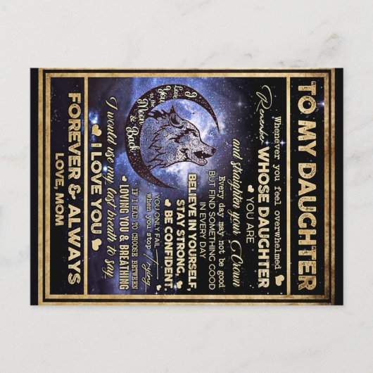 Verjaardagscadeau voor mijn dochter Wolf, Grappig  Briefkaart (Voorkant)