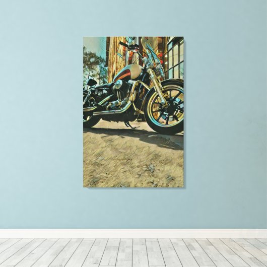 verjaardagscadeau voor  motorfietsen canvas afdruk (Insitu (Houten vloer))