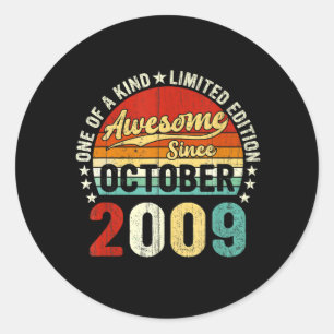 Verjaardagscadeau voor oktober 2009 Jongens Meisje Ronde Sticker