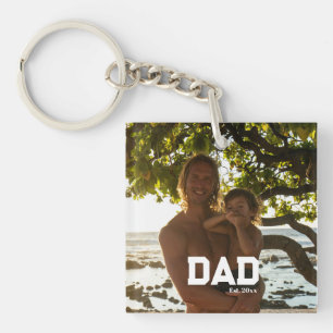 Verjaardagscadeau voor vader met foto en jaar op V Sleutelhanger